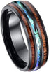 Men's 8mm Tungsten With Hawaiian Koa Wood & Abalone Shell Tri-Inlay Wedding Band